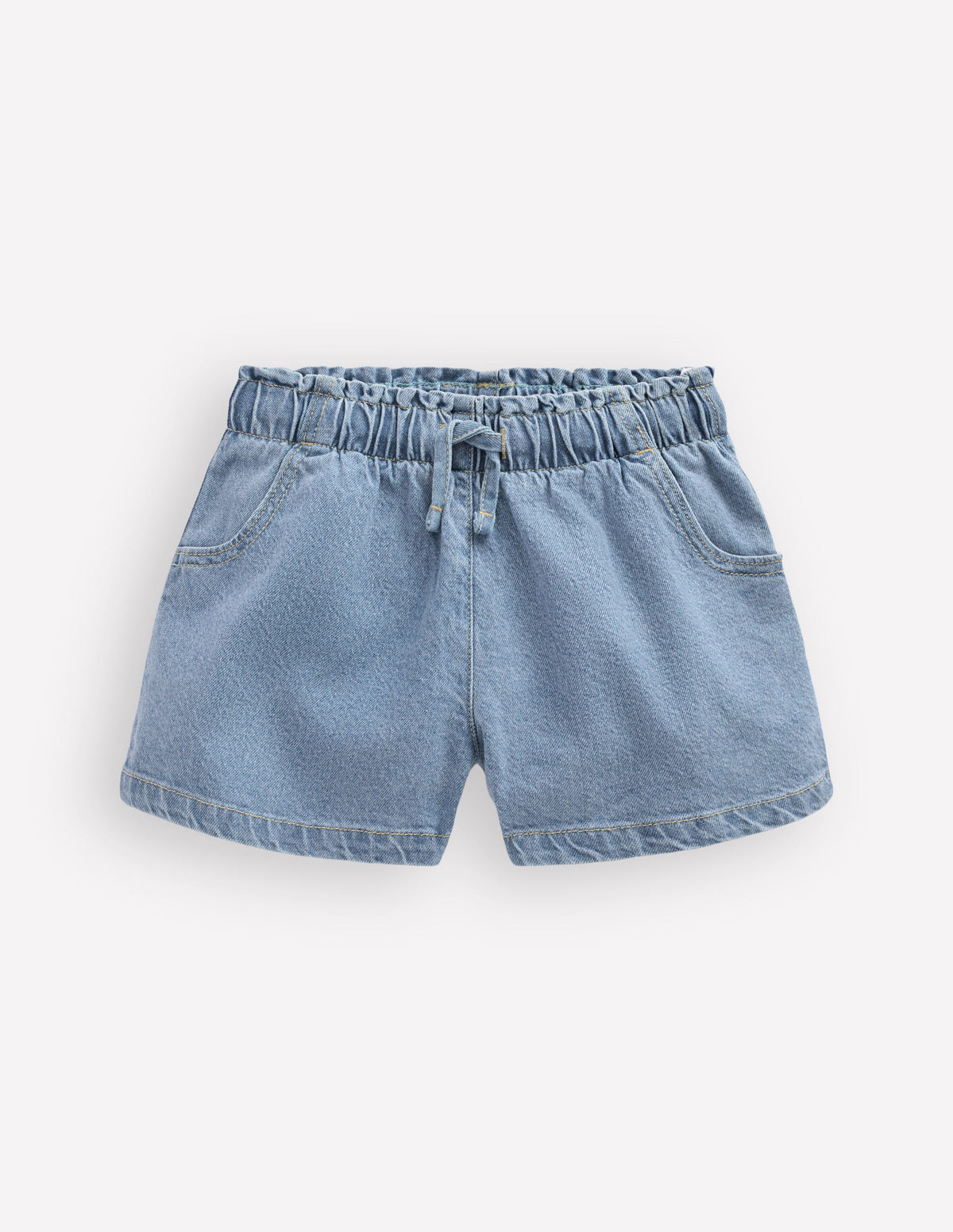 Shorts mit gerüschter Taille-Helle Waschung Denim - Image 1