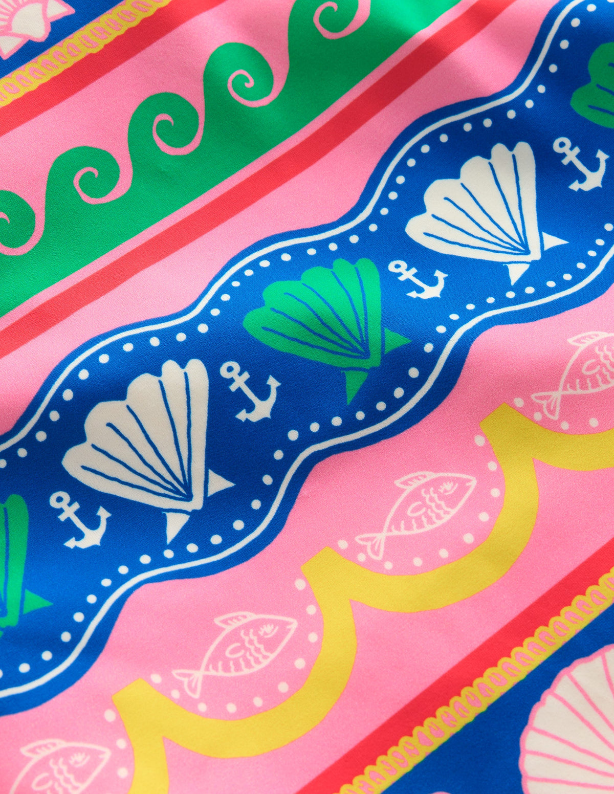 Gemustertes Badeshirt mit Sonnenschutz-Bunt Meer Muschel Streifen - Image 3