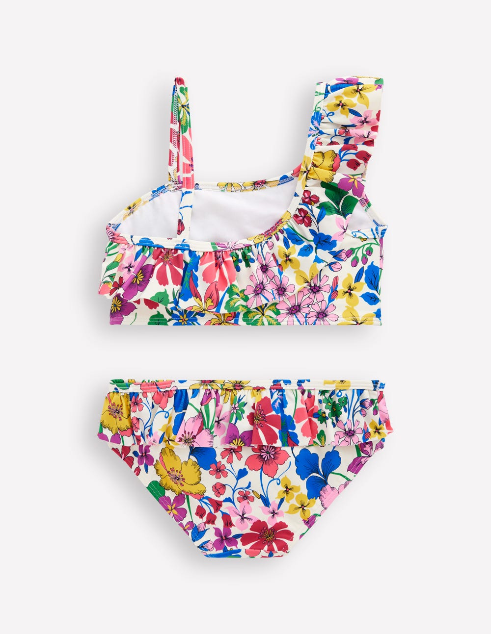 One Shoulder Frill Bikini Set-Multi Rainbow Floral - Image 2