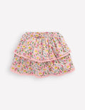 Jersey-Skort mit Rüschen-Kreiderosa Frühlingsgarten