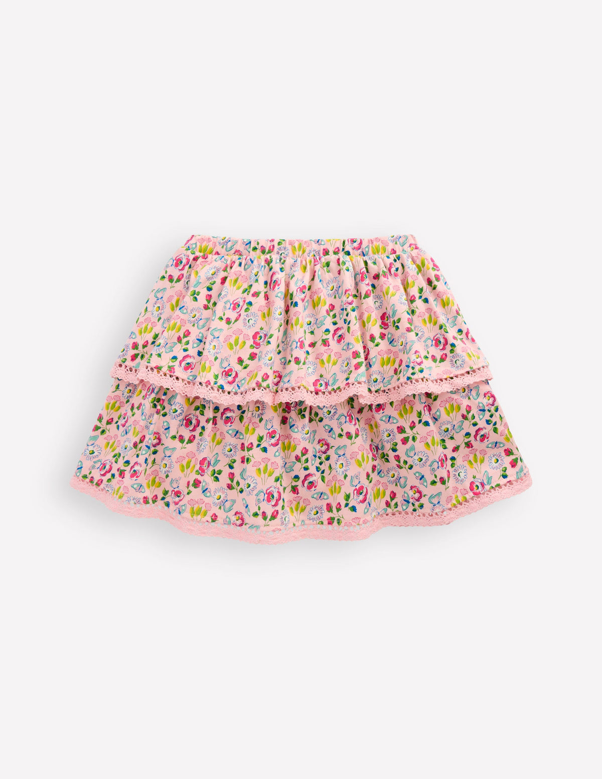Jersey-Skort mit Rüschen-Kreiderosa Frühlingsgarten - Image 2
