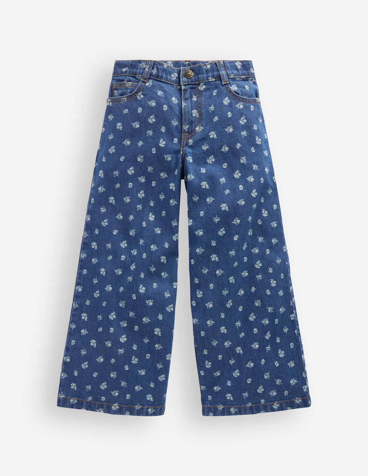 Jeans mit weitem Bein-Denim Blumenmuster - Image 1