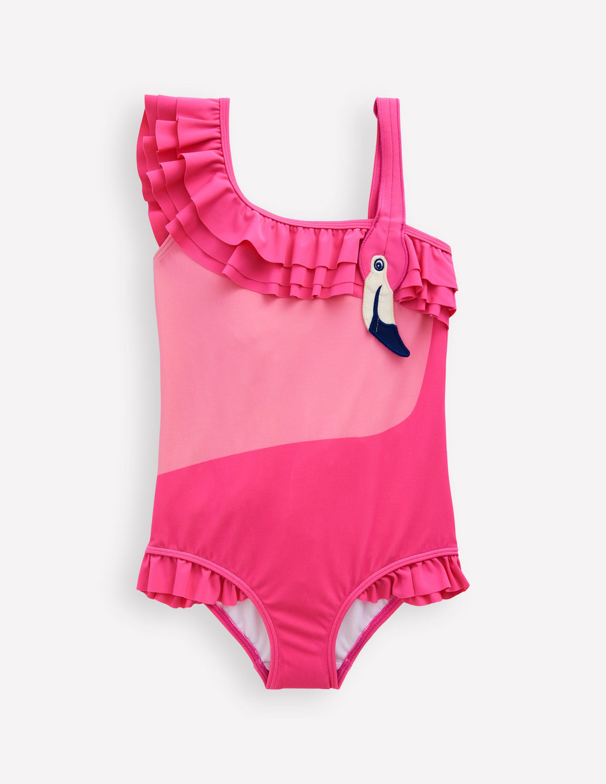 Badeanzug mit einem Träger und Applikation-Sorbetrosa Flamingo-1