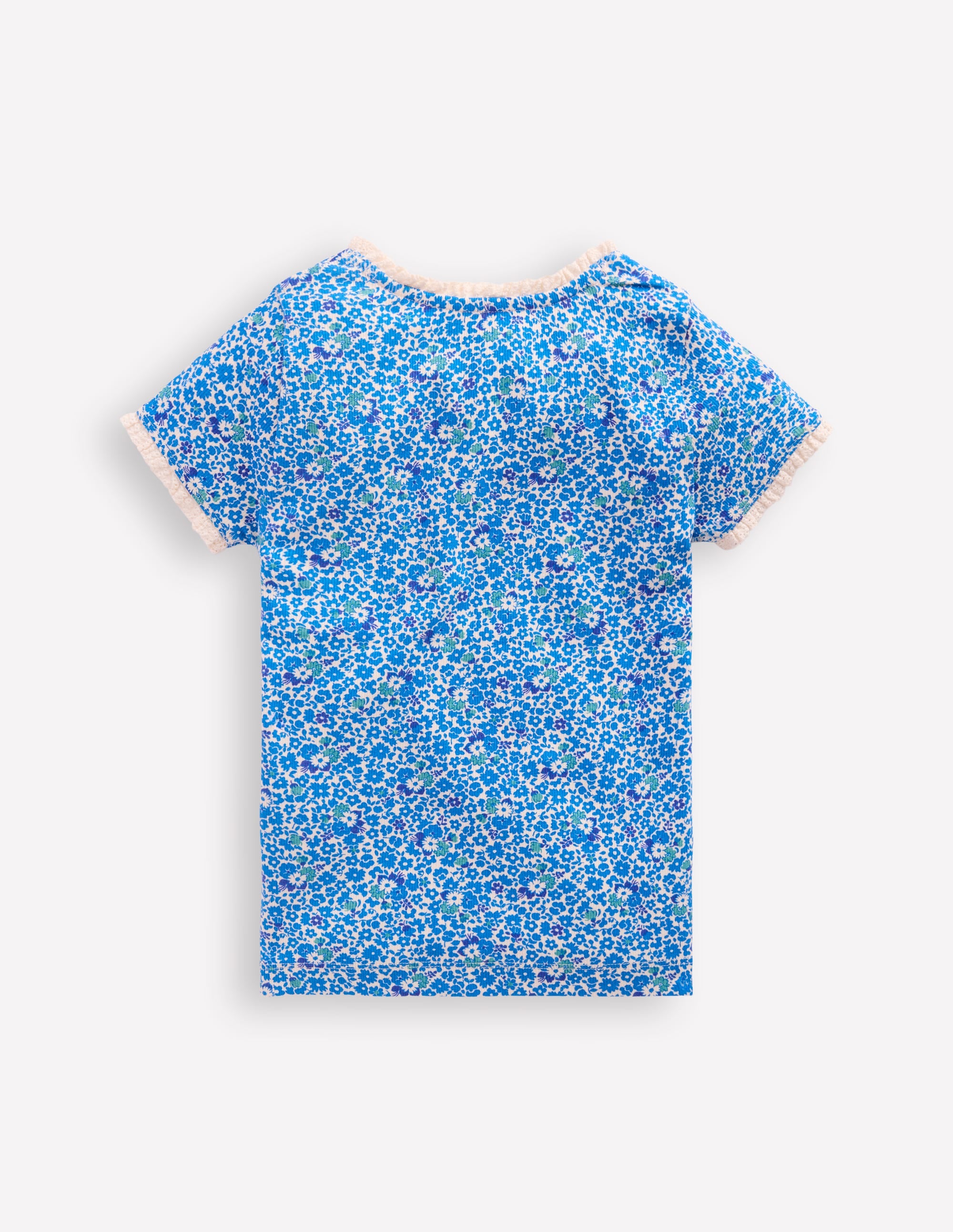Geripptes Kurzarm-T-Shirt-Cabana-Blau Kleines Blumenmuster - Image 2