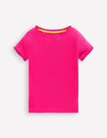 Geripptes Kurzarm-T-Shirt-Rosarot
