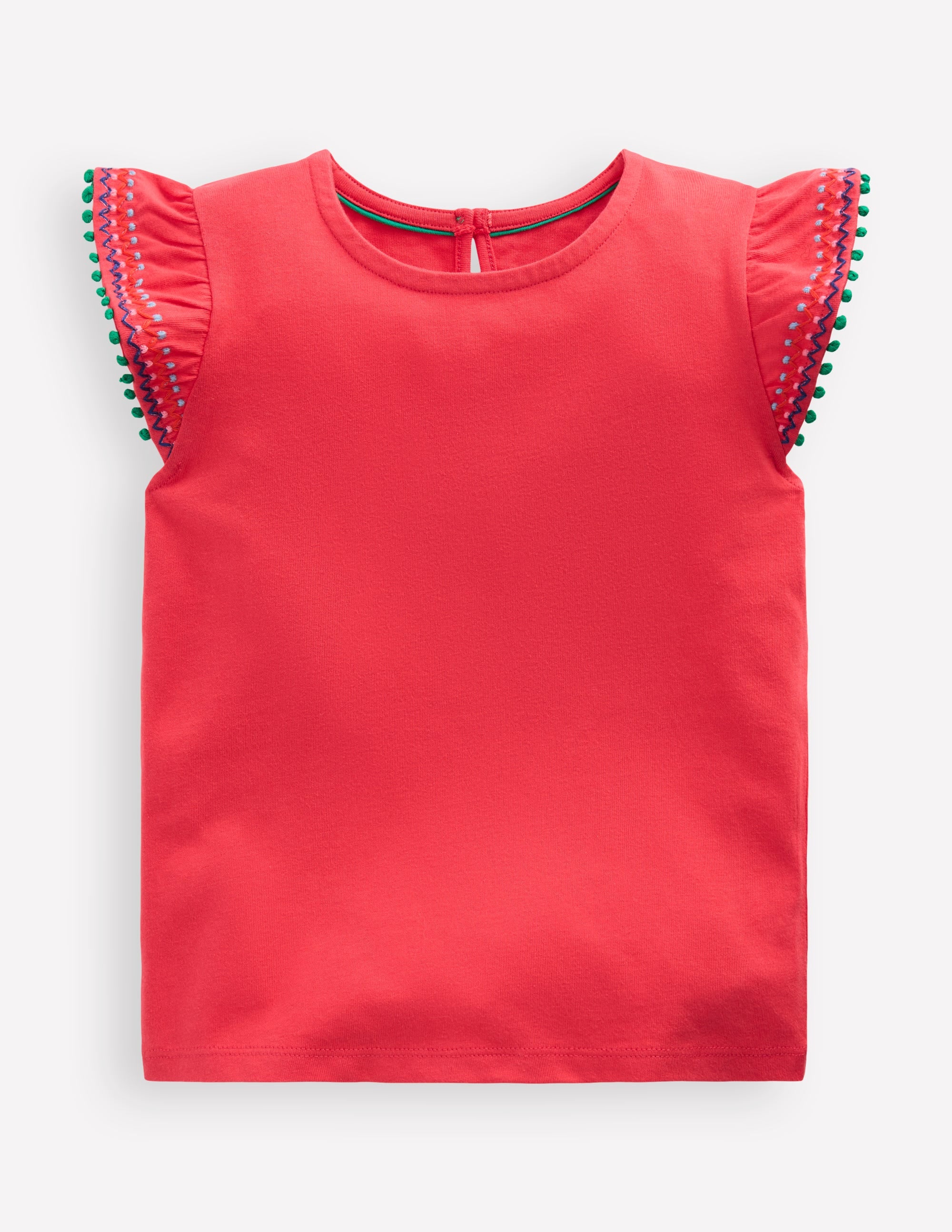 Flutter Sleeve Trim Top-Jam Red - Image 1