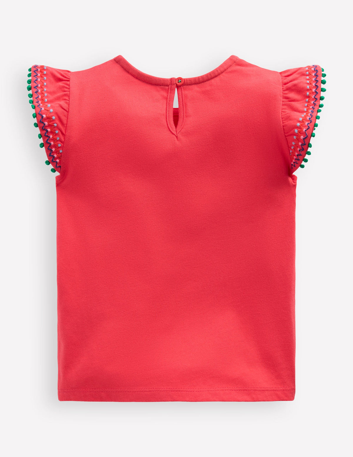 Flutter Sleeve Trim Top-Jam Red-2