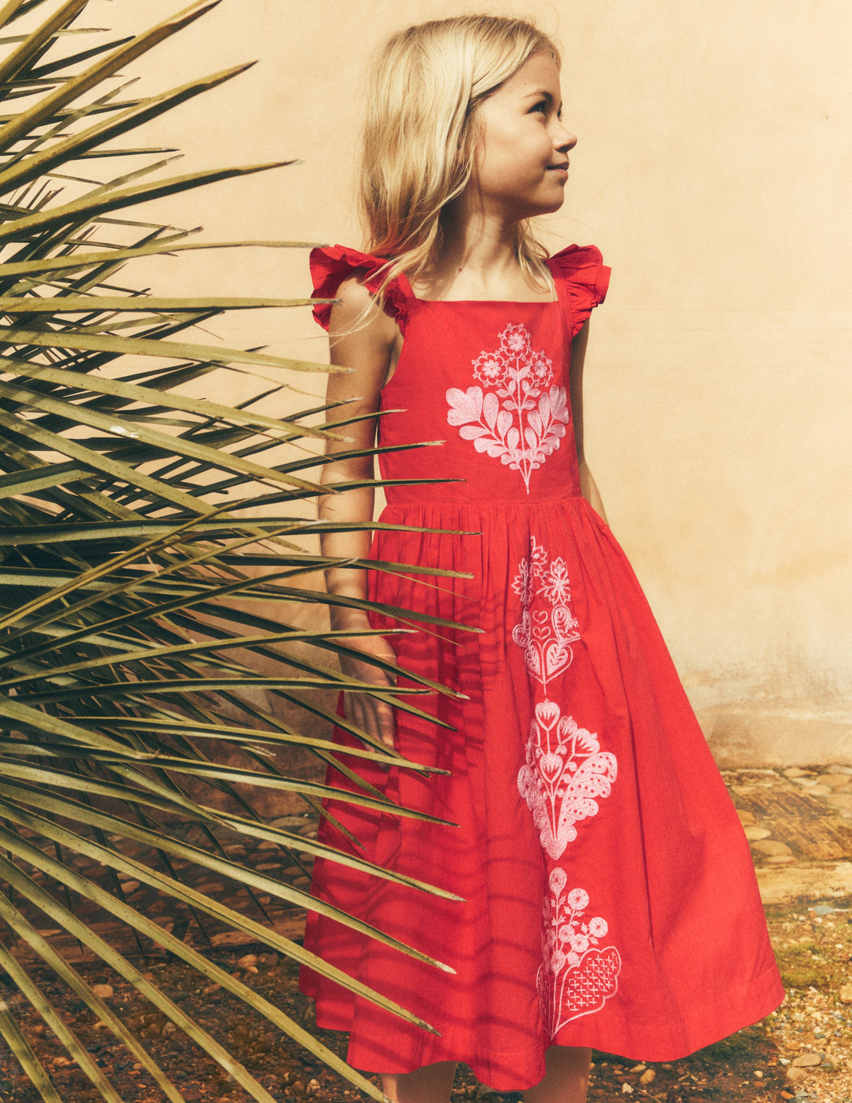 Robe dʼété Annalisa tournoyante-Broderie rouge épicé-4
