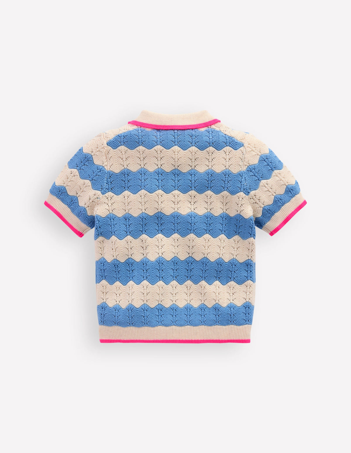 Poloshirt aus Pointelle-Strick-Wellenblau - Image 2