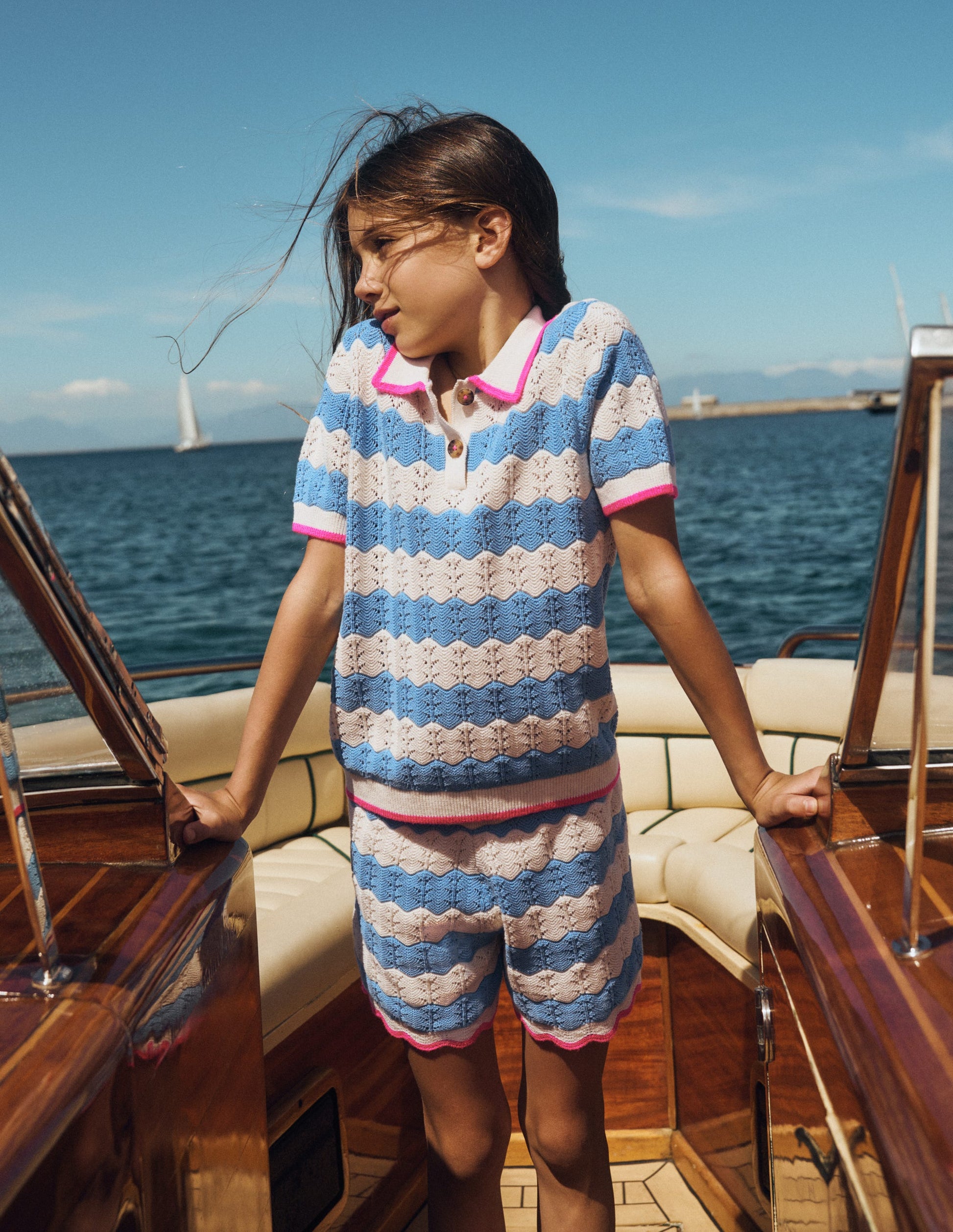 Poloshirt aus Pointelle-Strick-Wellenblau-4