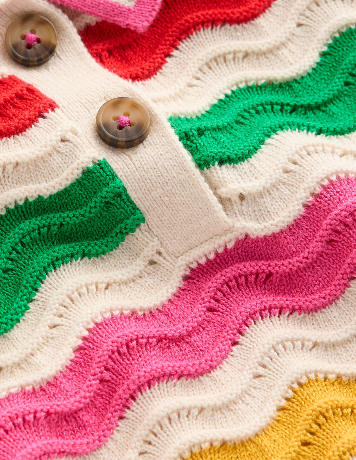 Poloshirt aus Pointelle-Strick-Beige Meliert Bunt Welle - Image 3