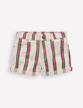 Short en jean-Rayé ivoire/vert/rose
