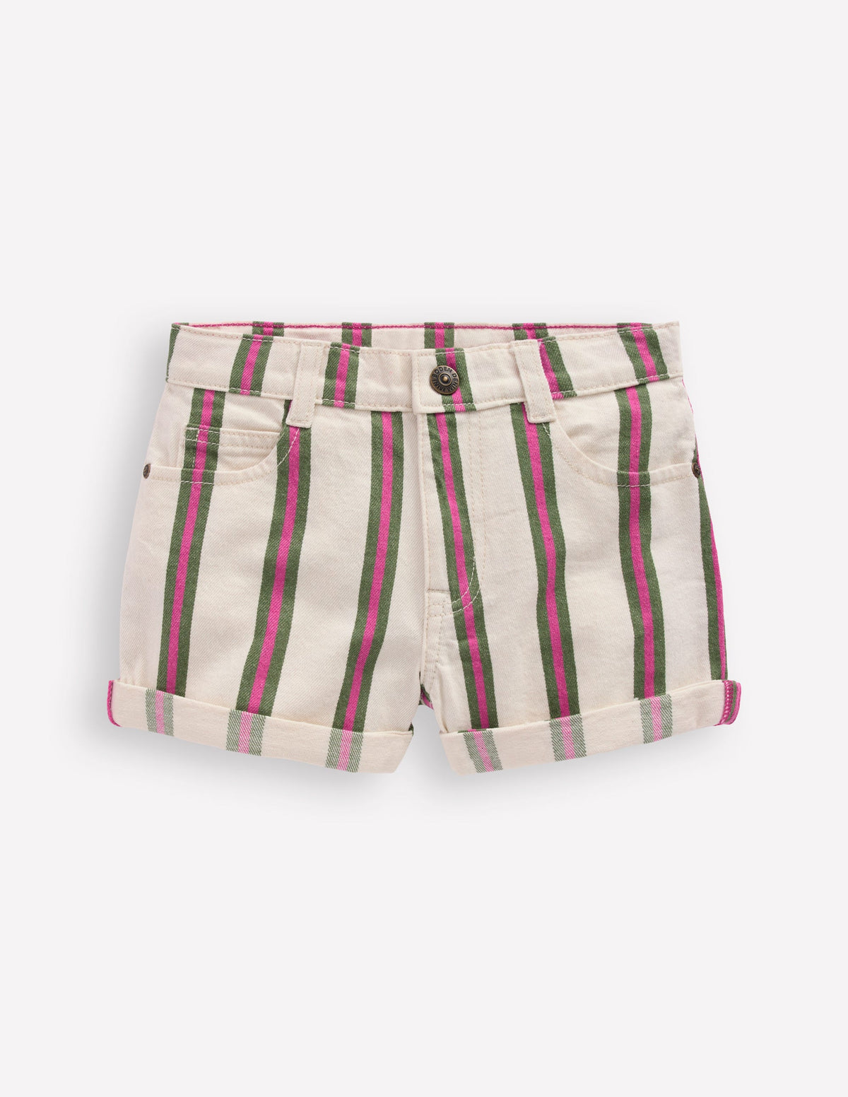 Short en jean-Rayé ivoire/vert/rose - Image 1