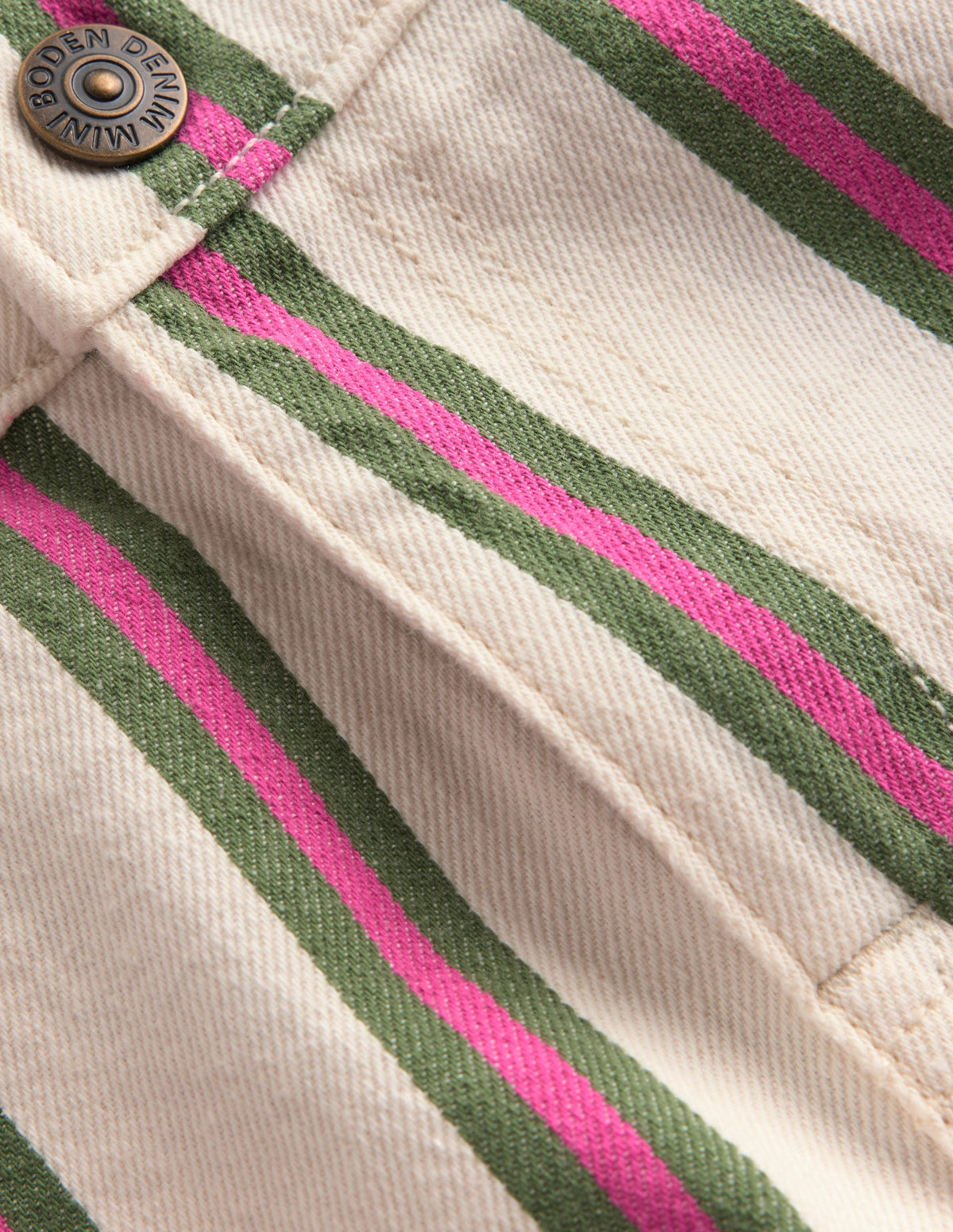 Short en jean-Rayé ivoire/vert/rose - Image 3