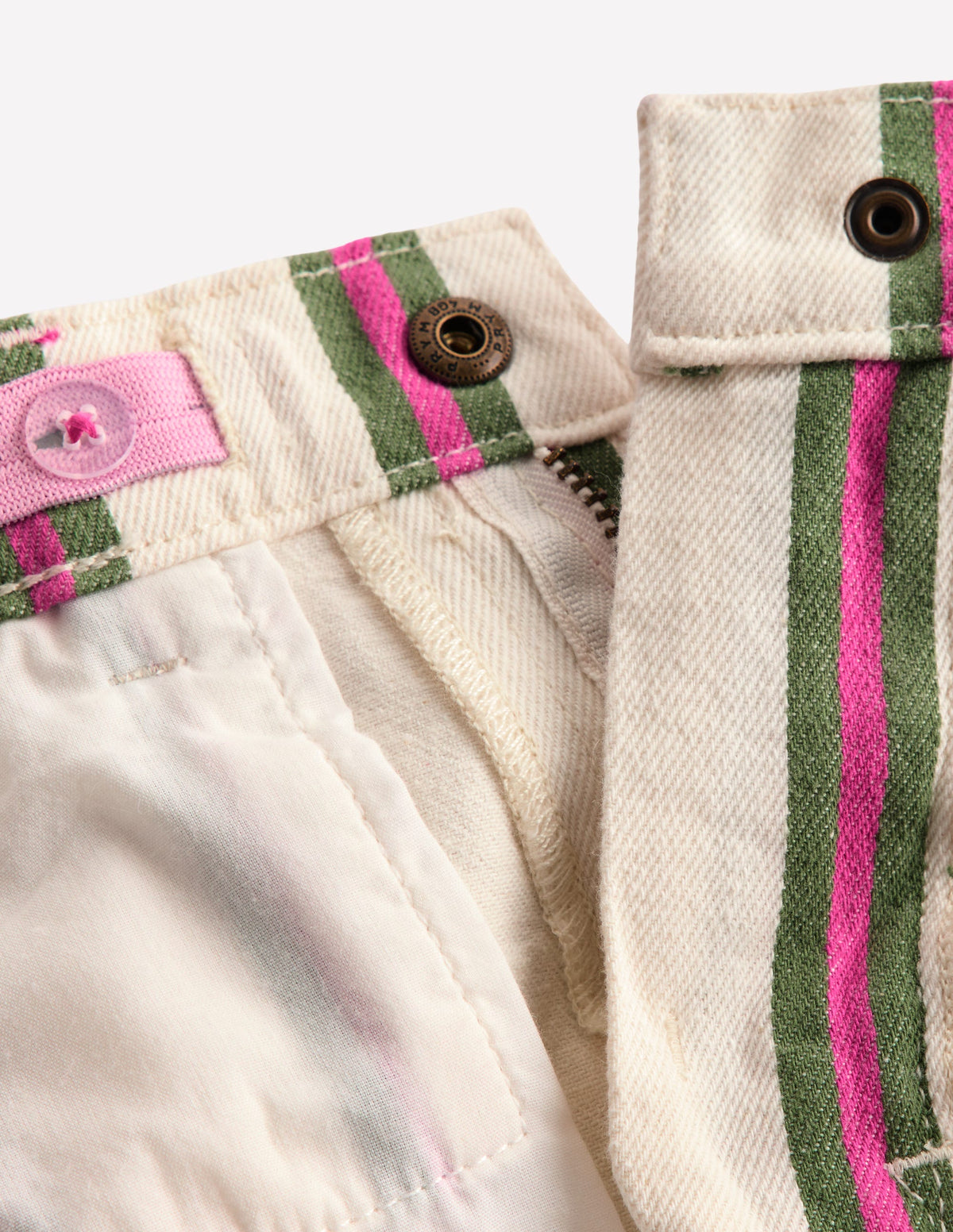 Short en jean-Rayé ivoire/vert/rose - Image 4