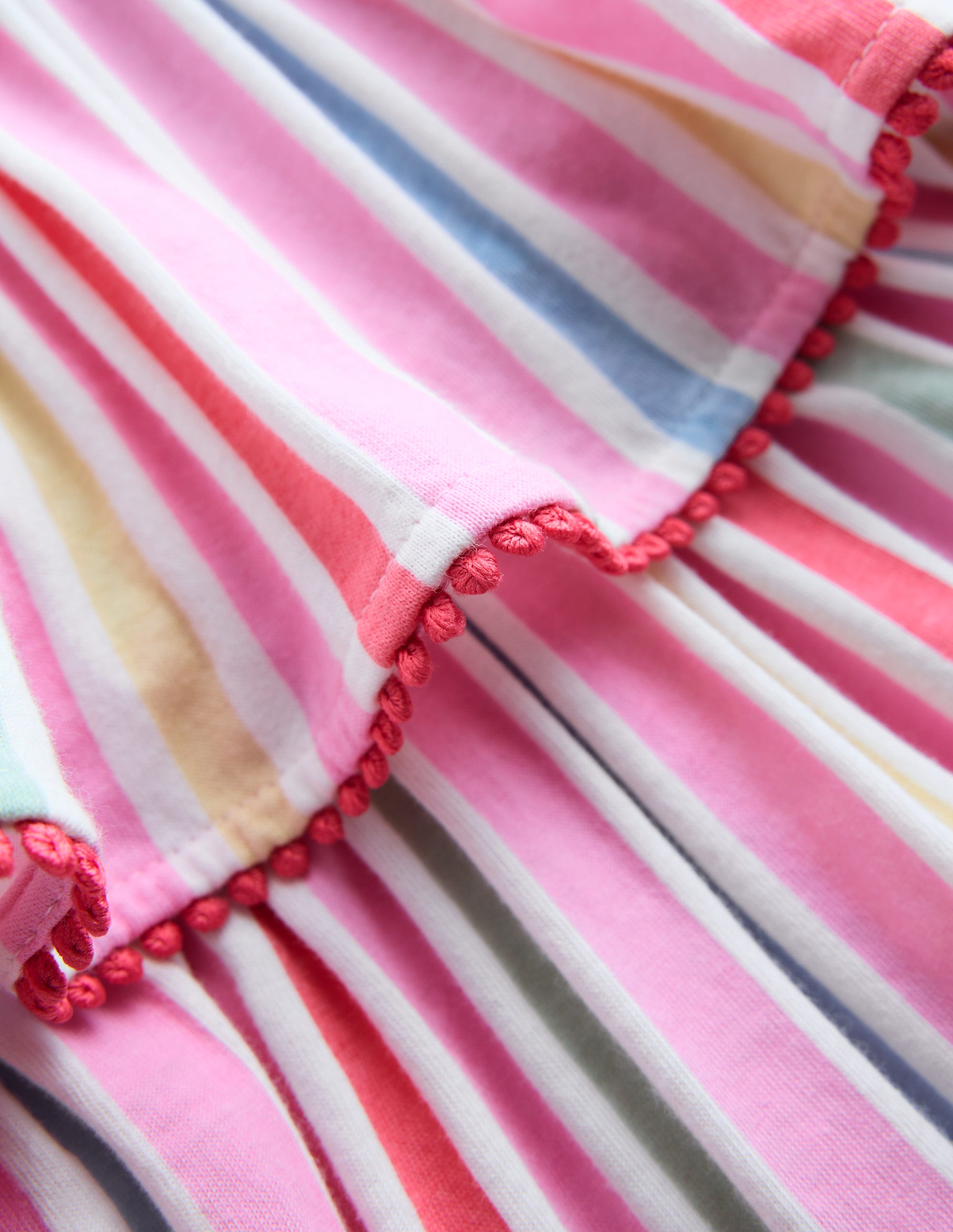 Gestuftes Jersey-Sommerkleid-Rosa mit Streifen - Image 3