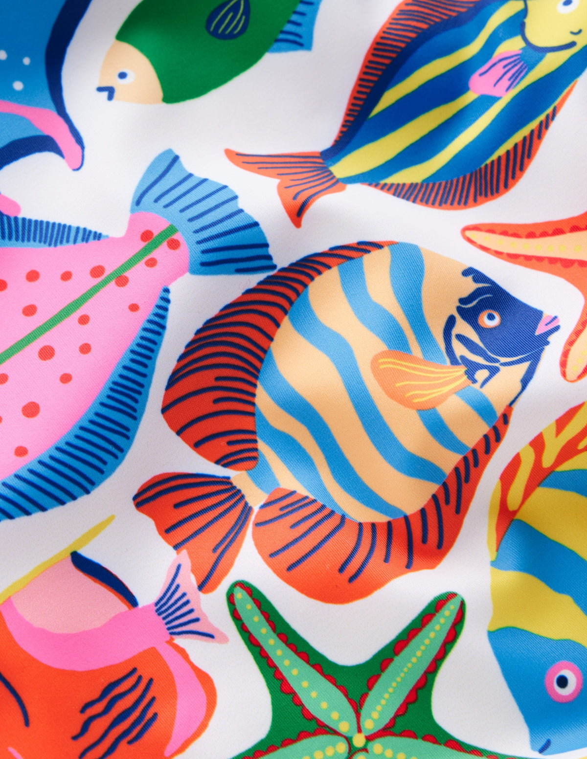 Bedruckter Badeanzug mit gekreuzten Trägern-Bunt Fische - Image 3