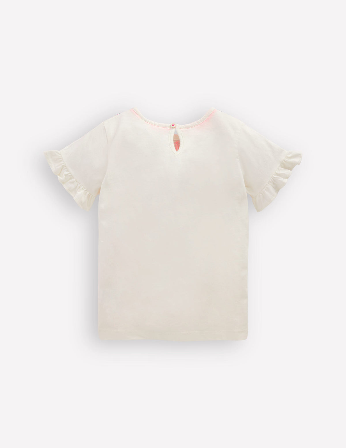 Hübsches T-Shirt mit Rüschen-Kragen mit Muster in Naturweiß - Image 2