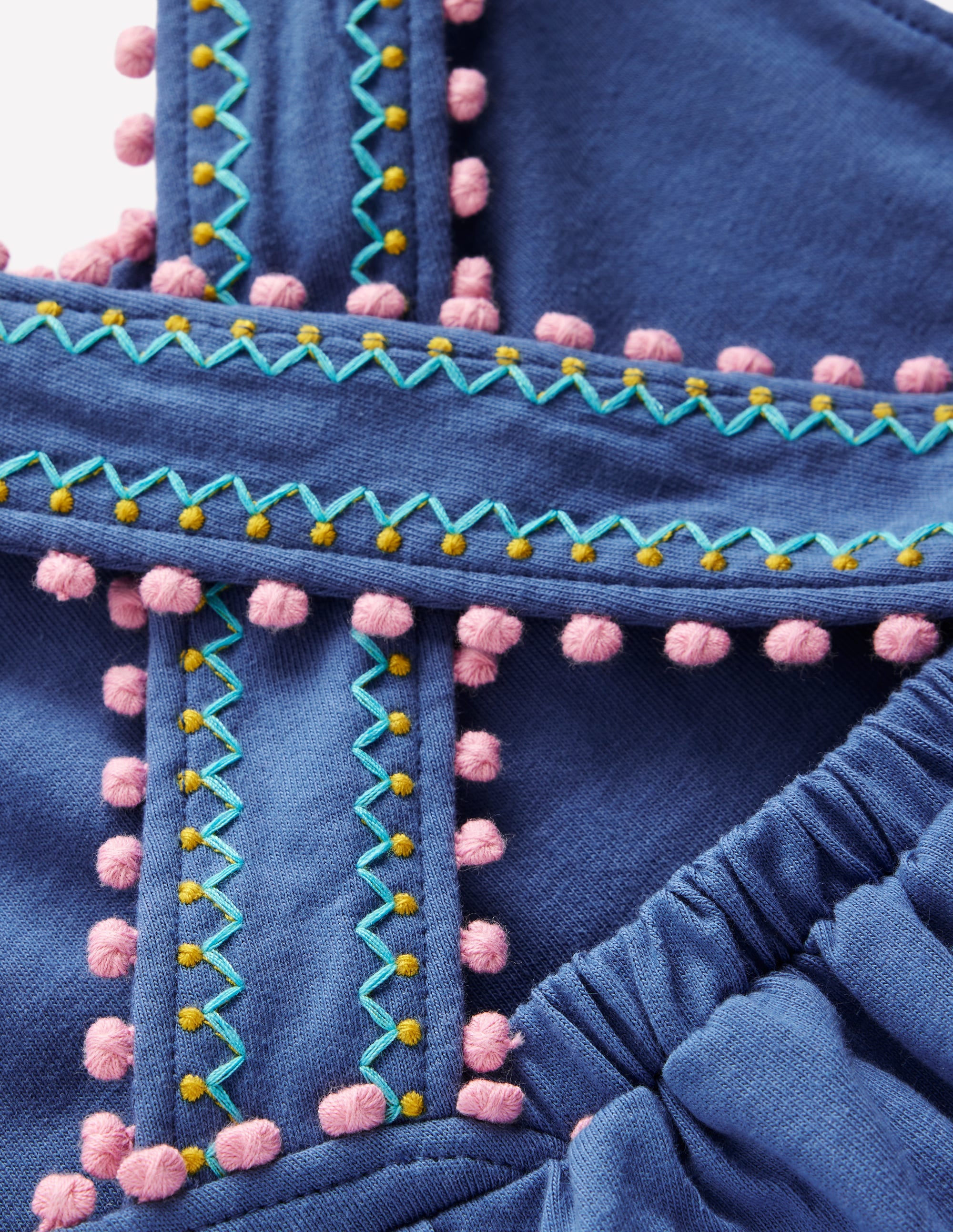 Top à dos croisé détail pompons-Bleu azur - Image 3