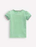 T-Shirt mit Puffärmeln-Pistaziengrün
