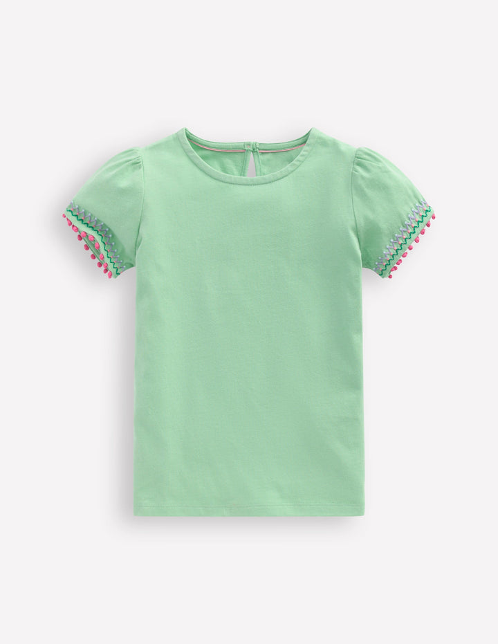 T-shirt à manches bouffantes-Vert pistache