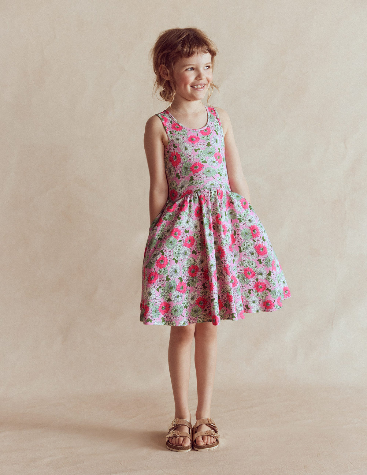 Tellerkleid aus Jersey-Pink Geblümt - Image 1