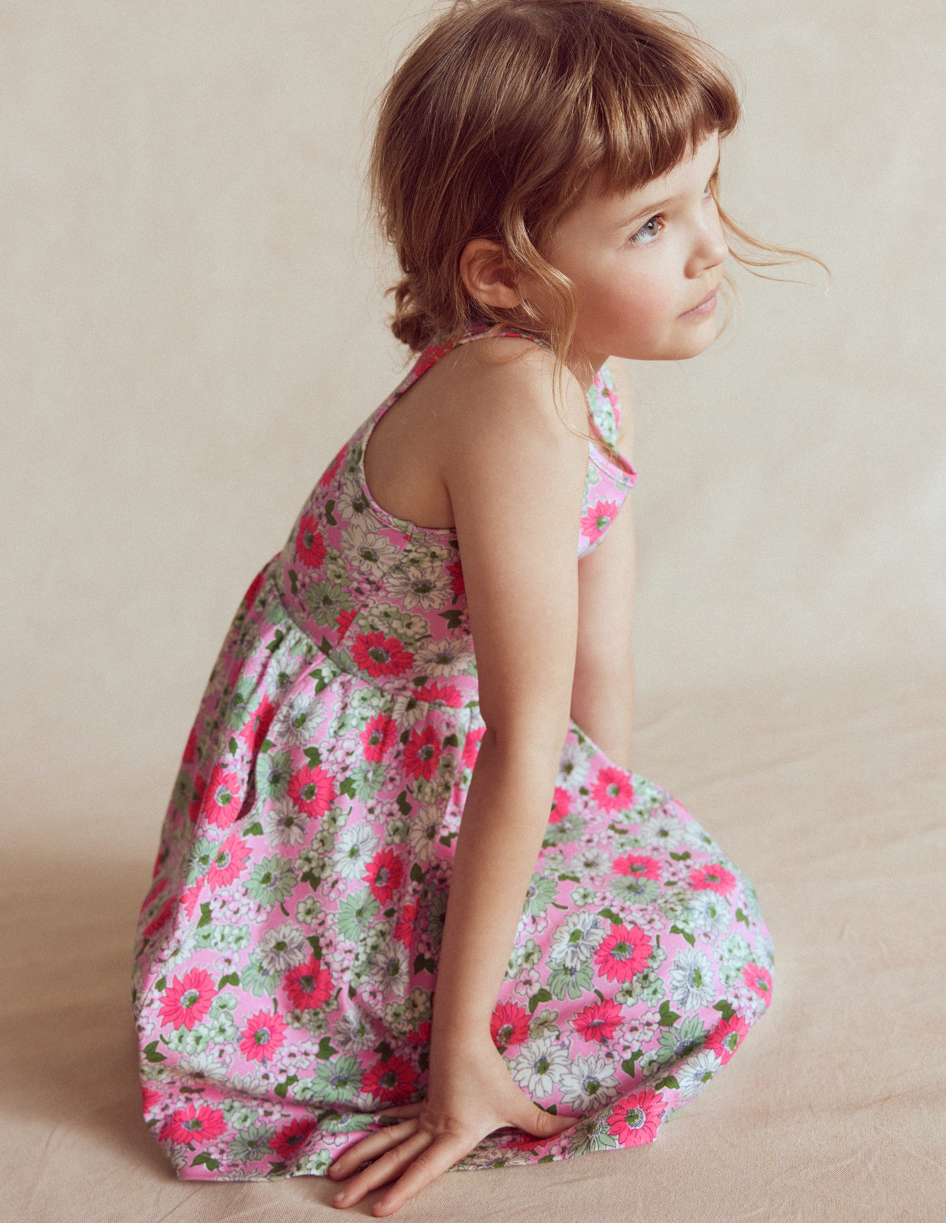 Tellerkleid aus Jersey-Pink Geblümt-3