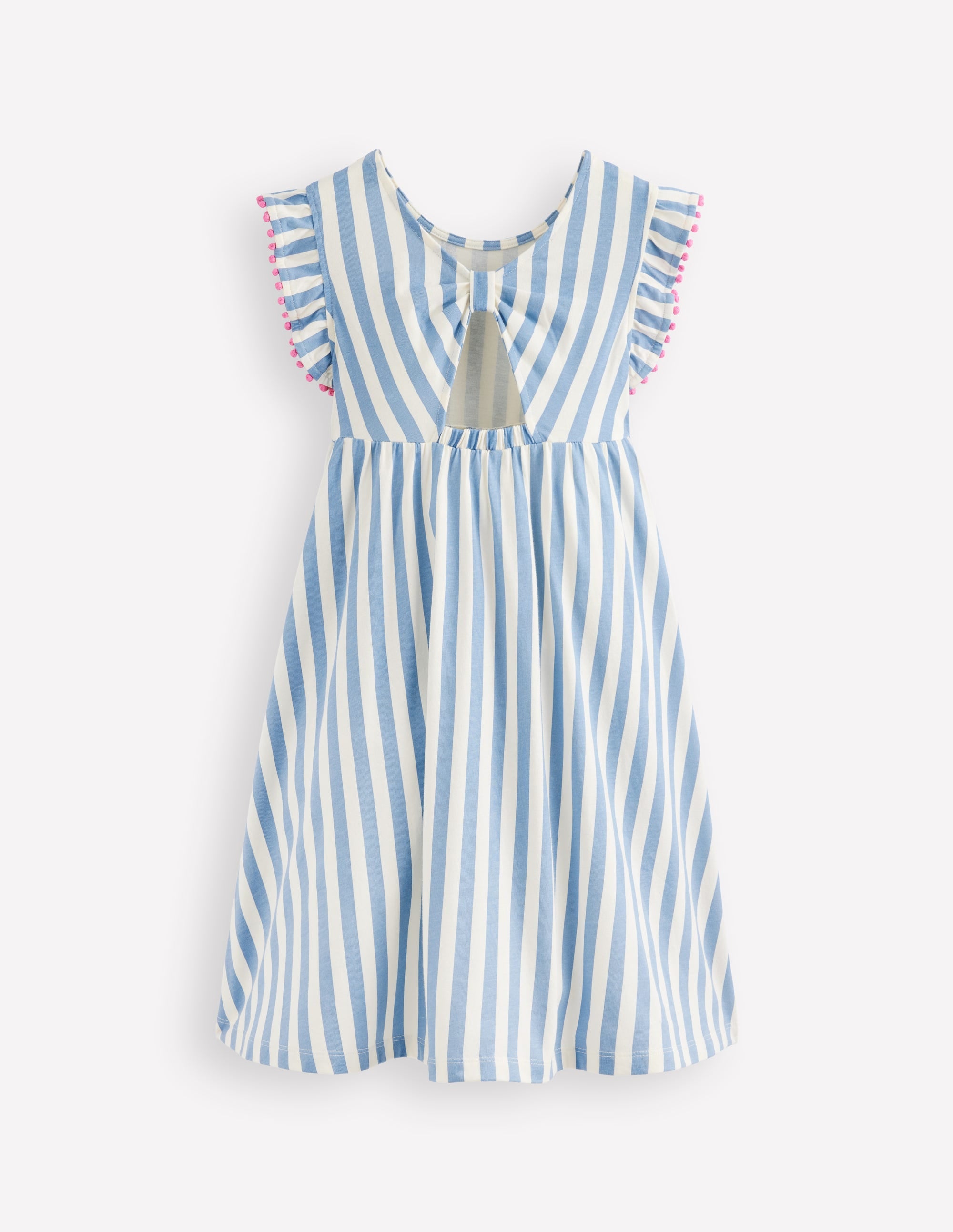 Jerseykleid mit Kleeblattschleife am Rücken-Salzblau/Naturweiß Streifen - Image 4