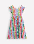 Jerseykleid mit Kleeblattschleife am Rücken-Regenbogen-Ombré Blumenbeet