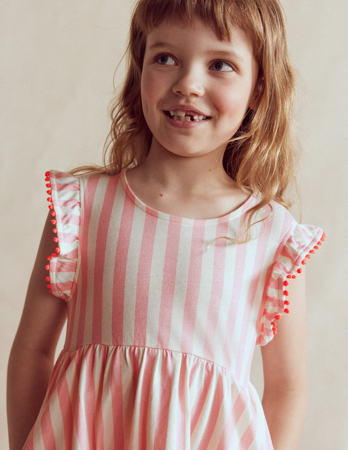 Jerseykleid mit Kleeblattschleife am Rücken-Rosa mit Streifen-3