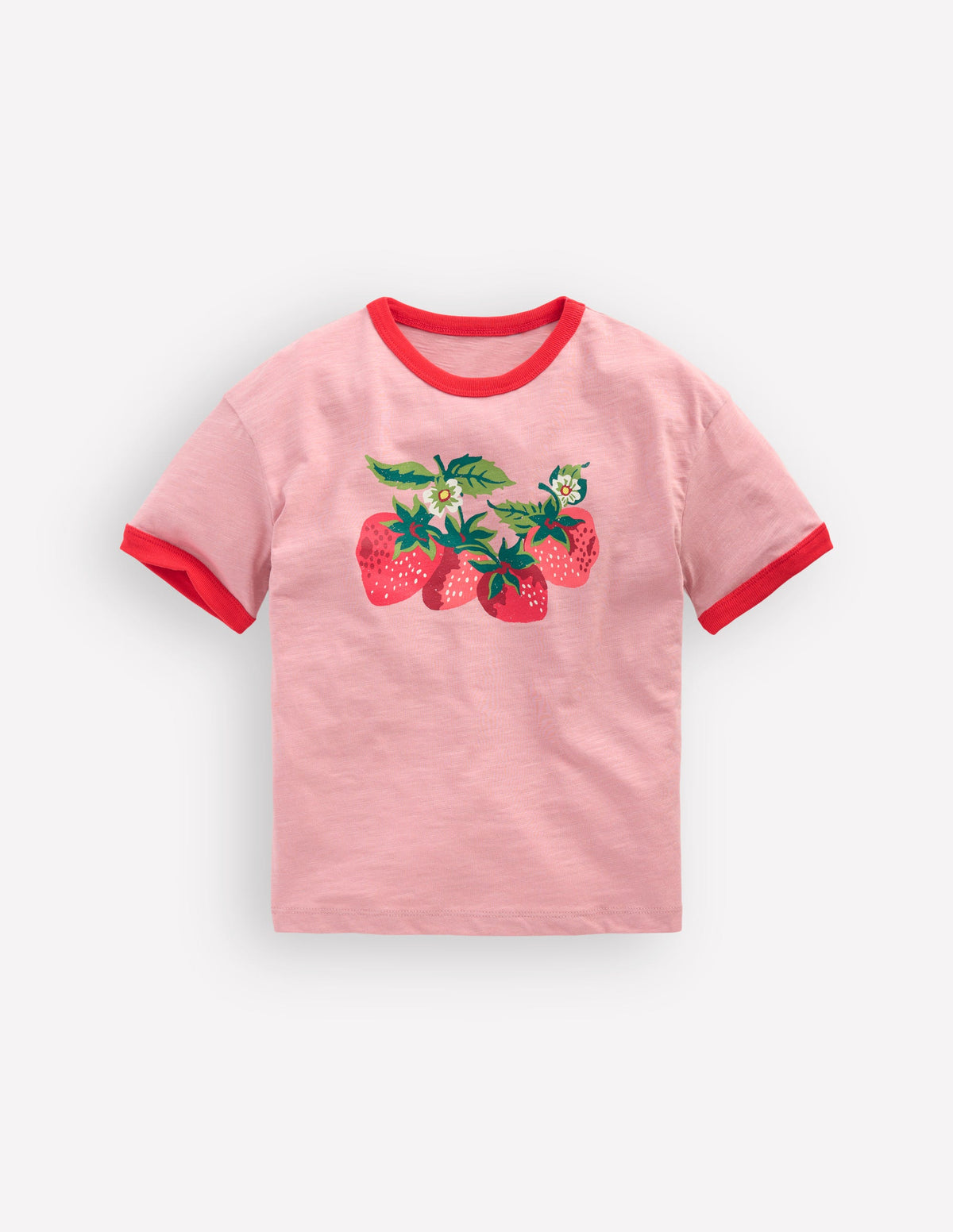 Bedrucktes Ringer-T-Shirt-Vintage-Rosa Erdbeeren - Image 2