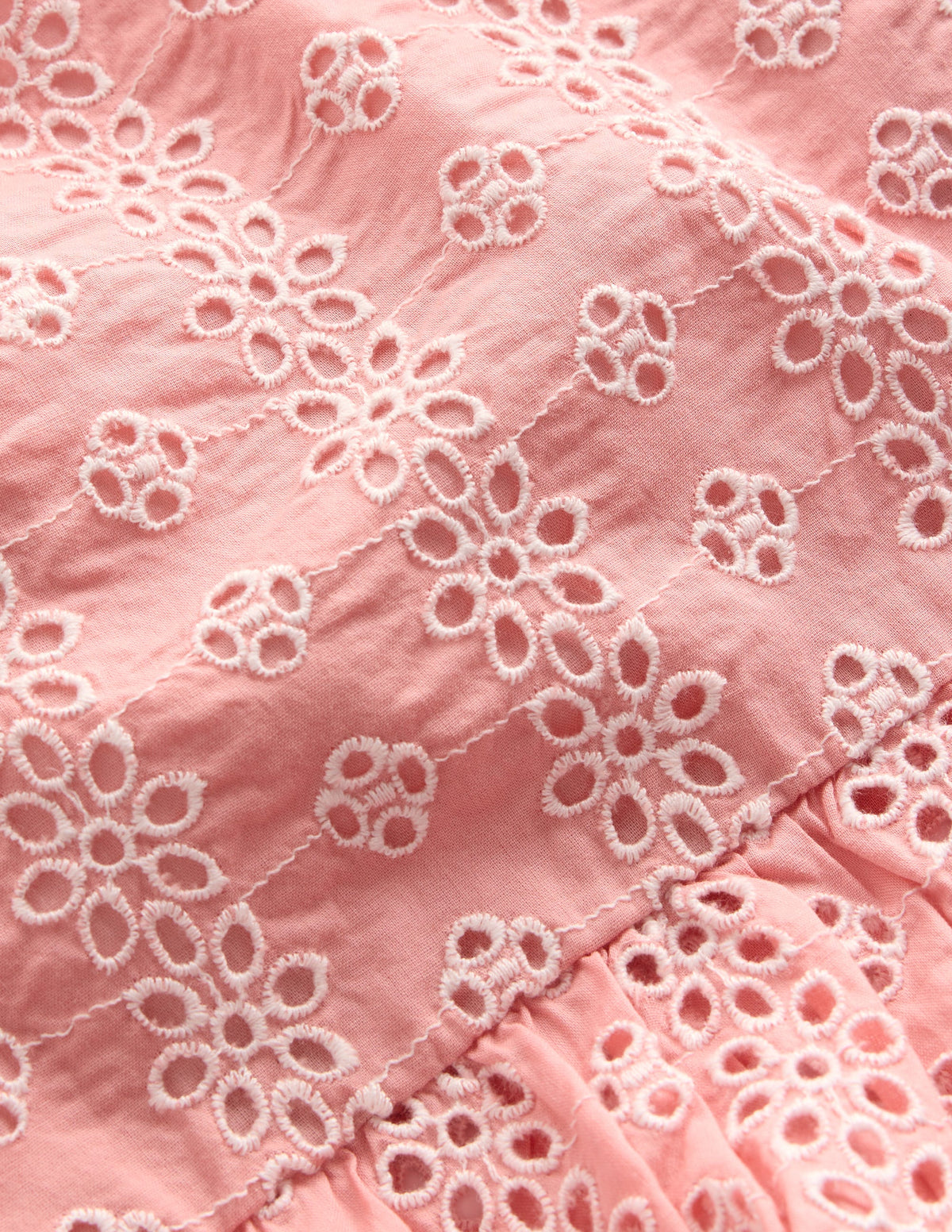 Top tissé à basque-Broderie anglaise rose amande - Image 3