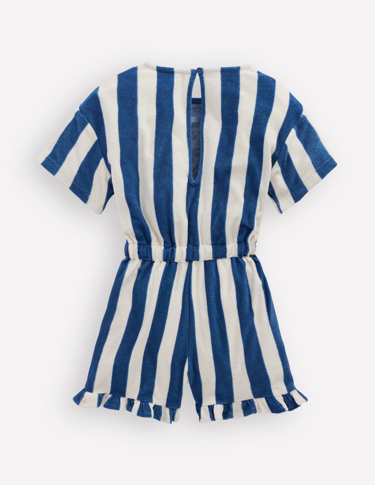 Relaxed Towelling Playsuit-Denim Blue Stripe-2