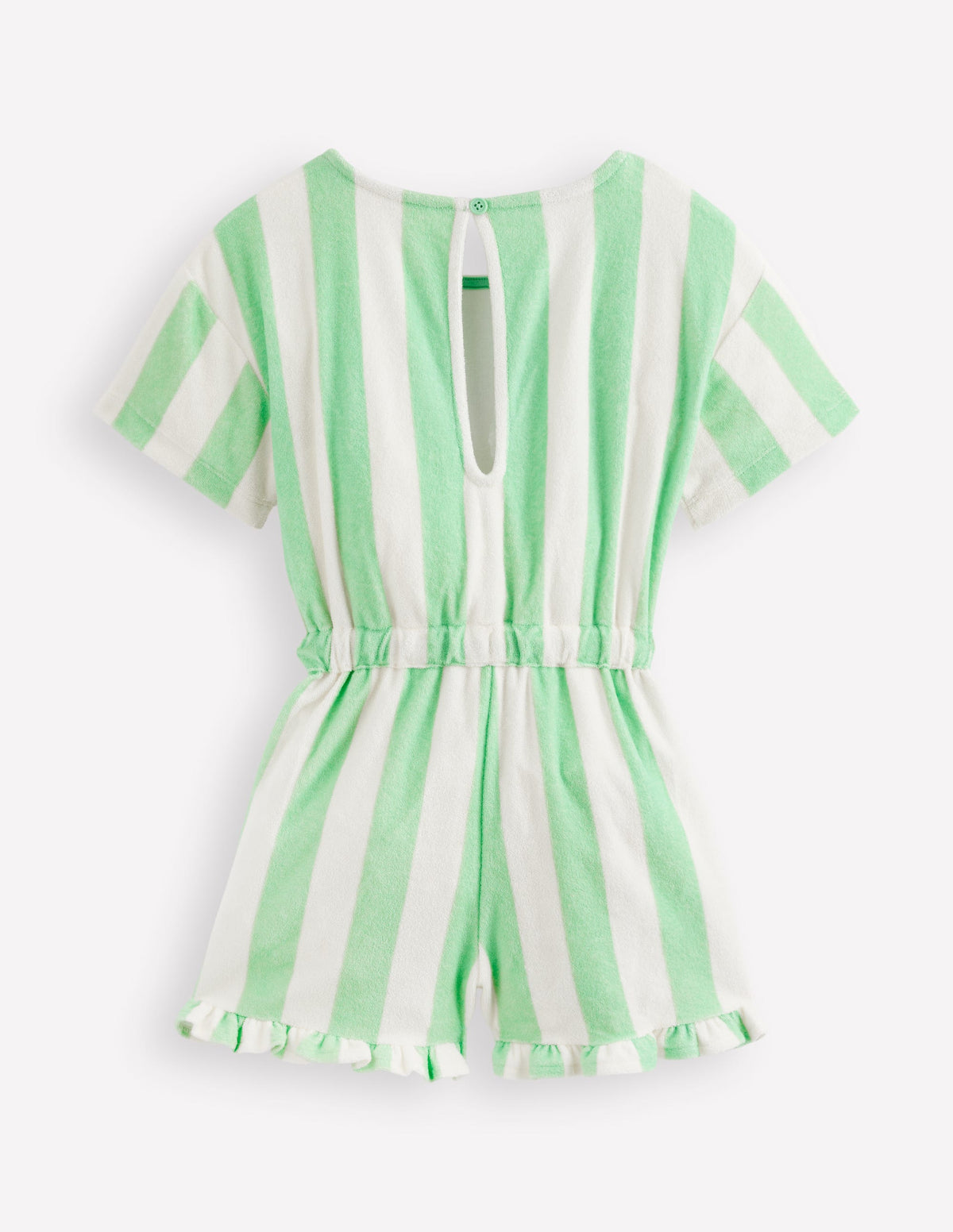 Lockerer Jumpsuit aus Frottee-Blassgrün Streifen-2