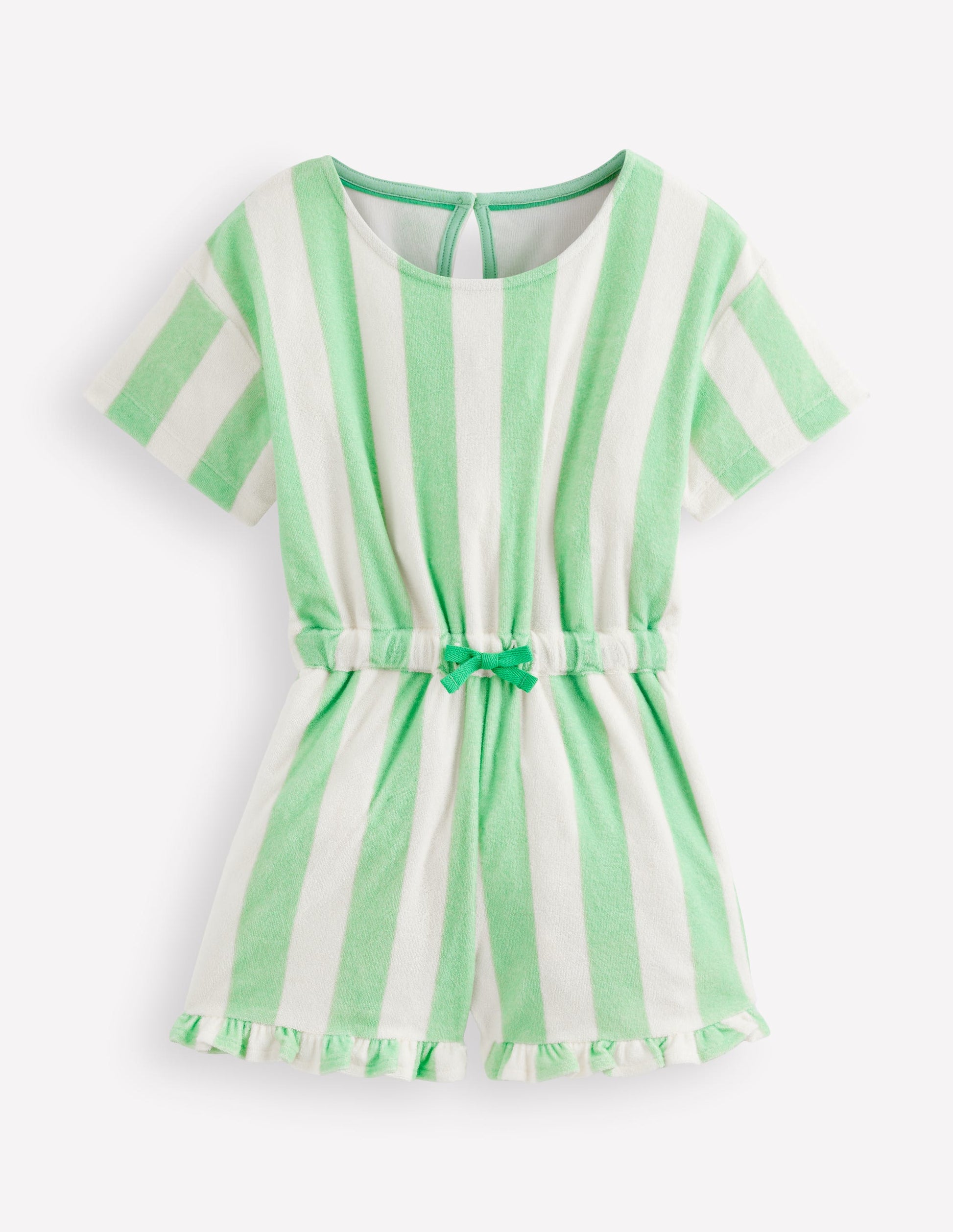 Lockerer Jumpsuit aus Frottee-Blassgrün Streifen-1