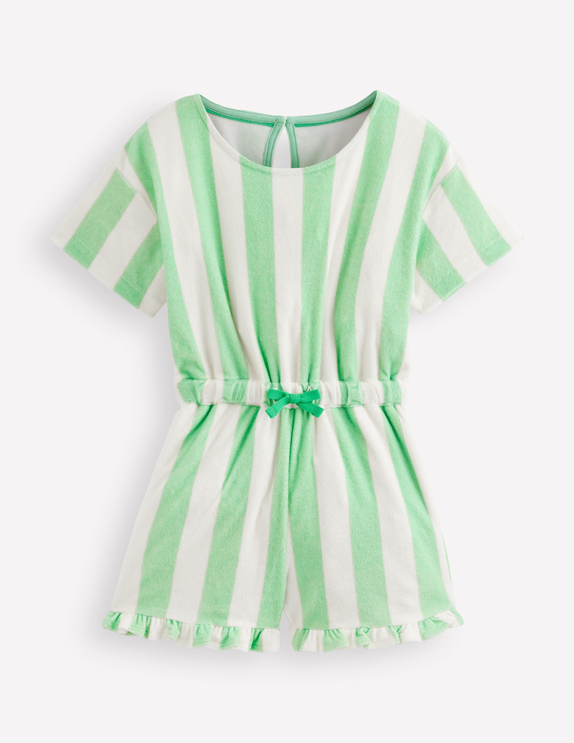 Lockerer Jumpsuit aus Frottee-Blassgrün Streifen - Image 1