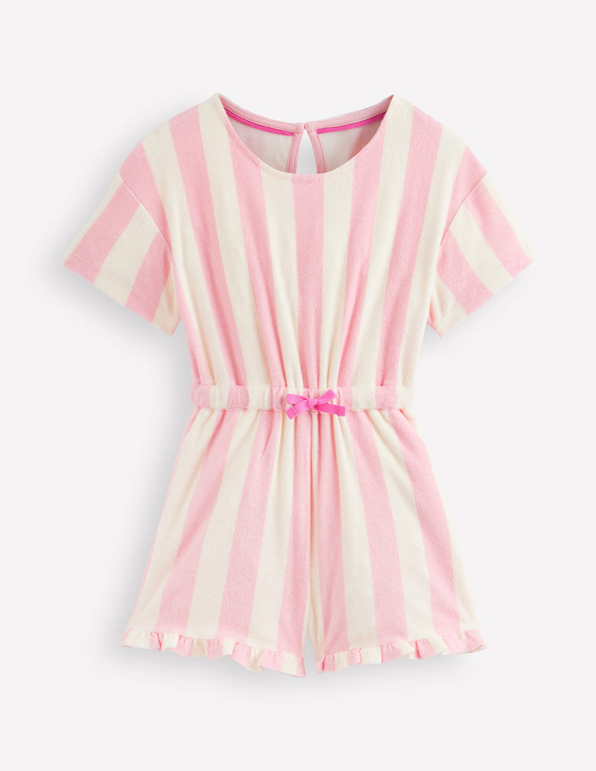 Lockerer Jumpsuit aus Frottee-Frühlingsblüte Rosa Streifen-1
