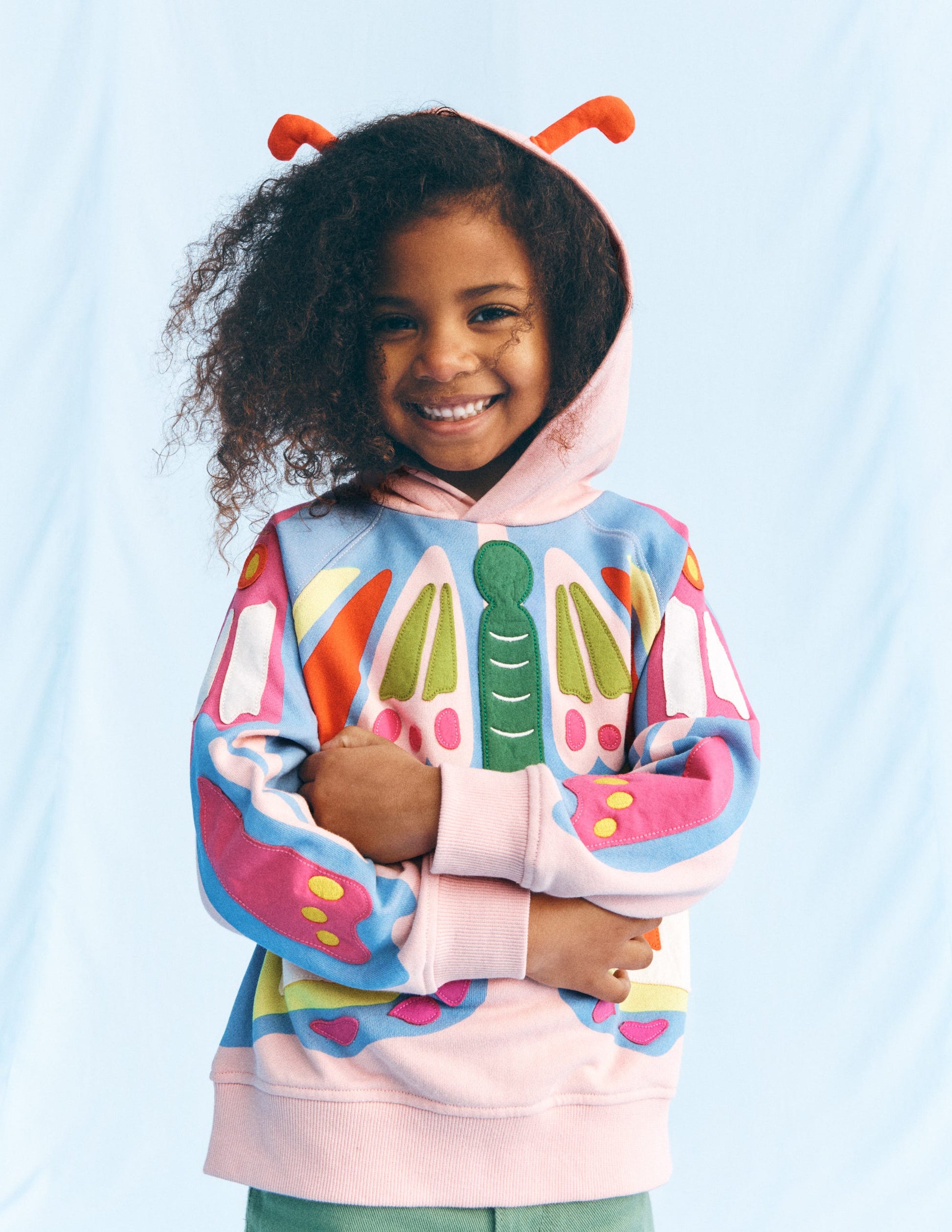 Origineller, lockerer Kapuzenpullover-Rosa Schmetterling-4