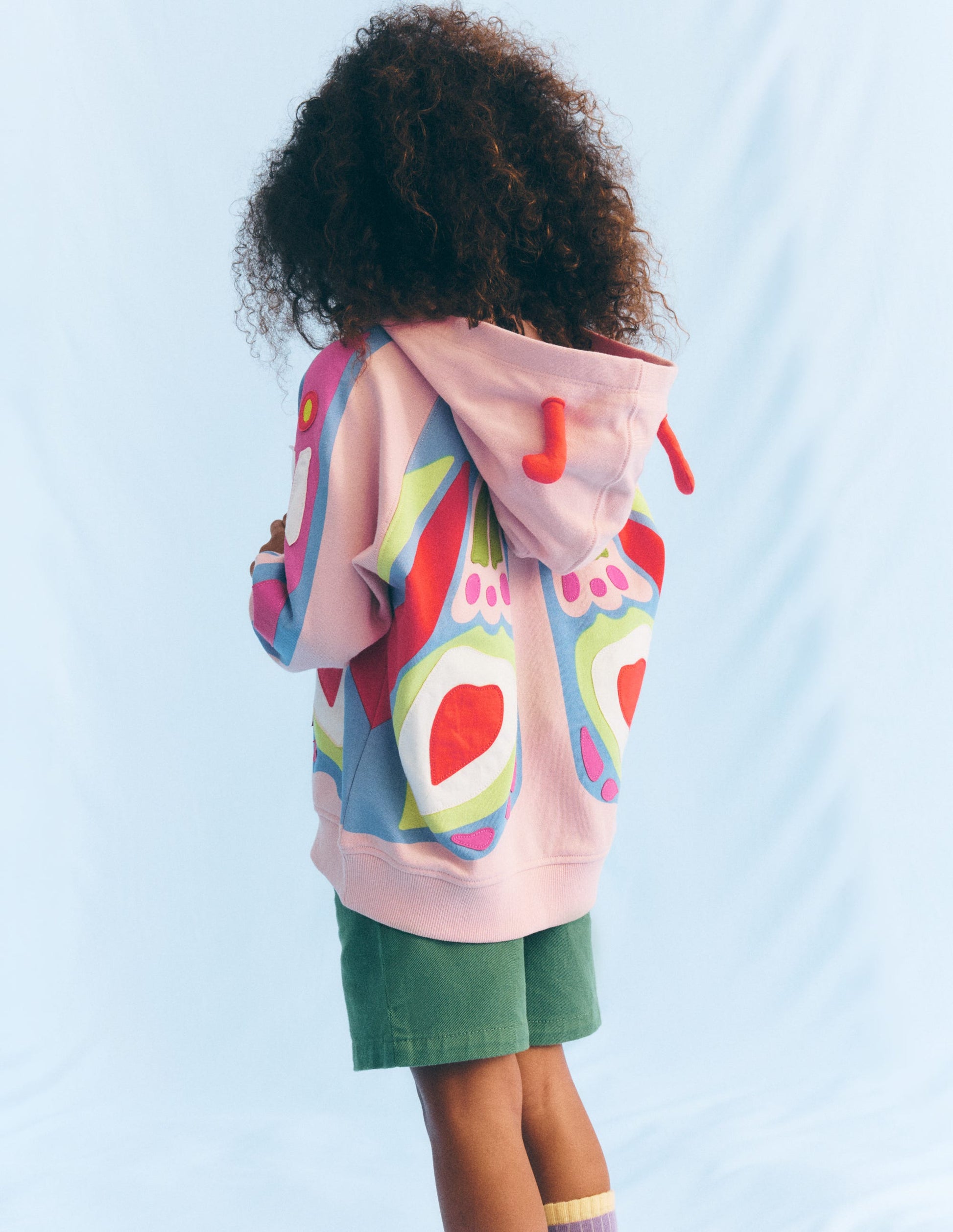 Origineller, lockerer Kapuzenpullover-Rosa Schmetterling-5