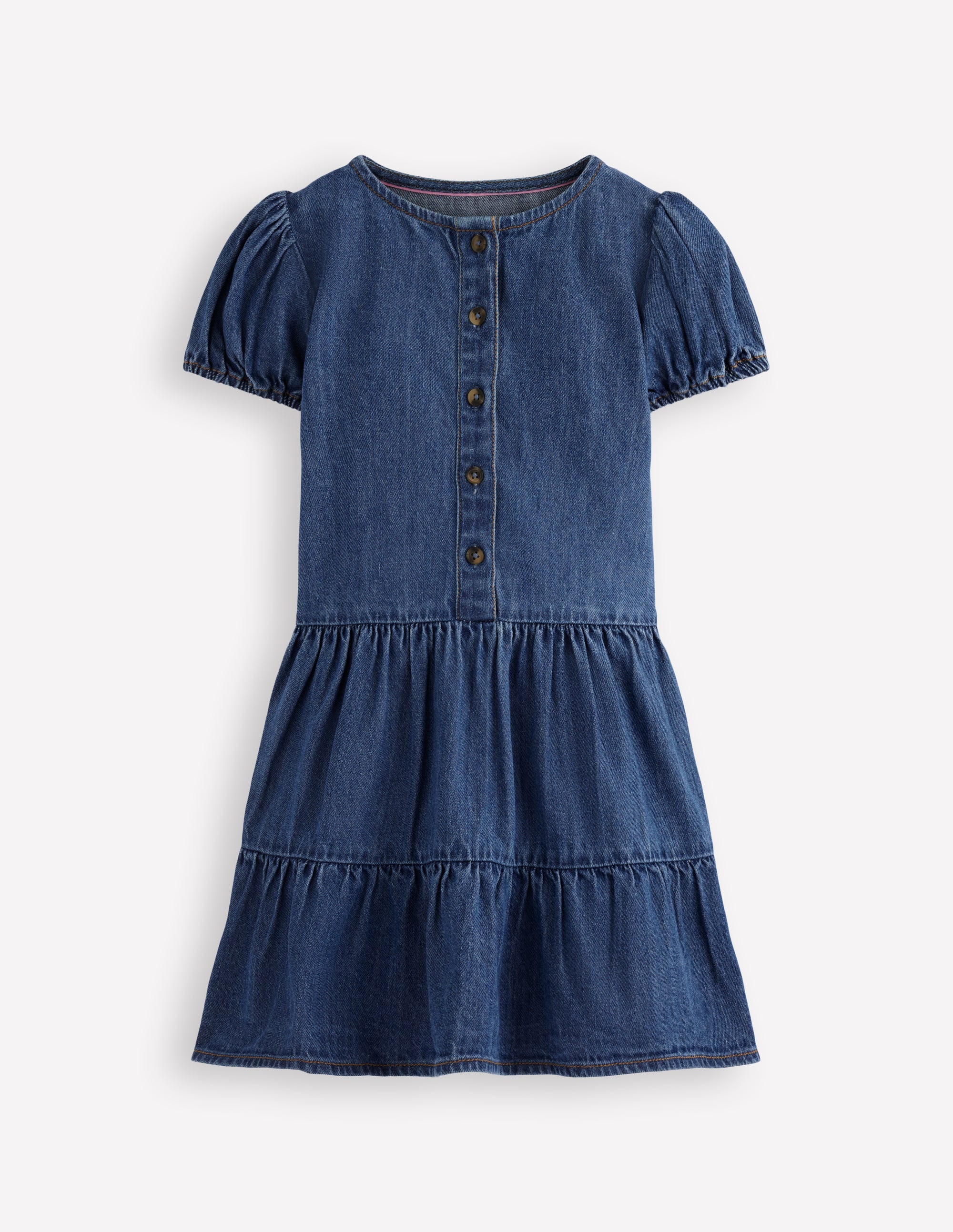Gestuftes Hemdblusenkleid-Blau, Faux-Uni - Image 2