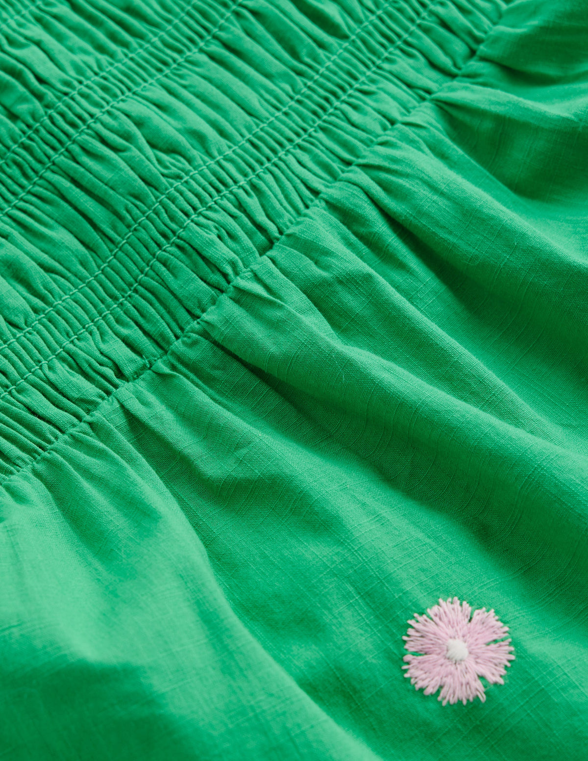 Gerafftes Oberteil mit Stickerei-Baumgrün - Image 3