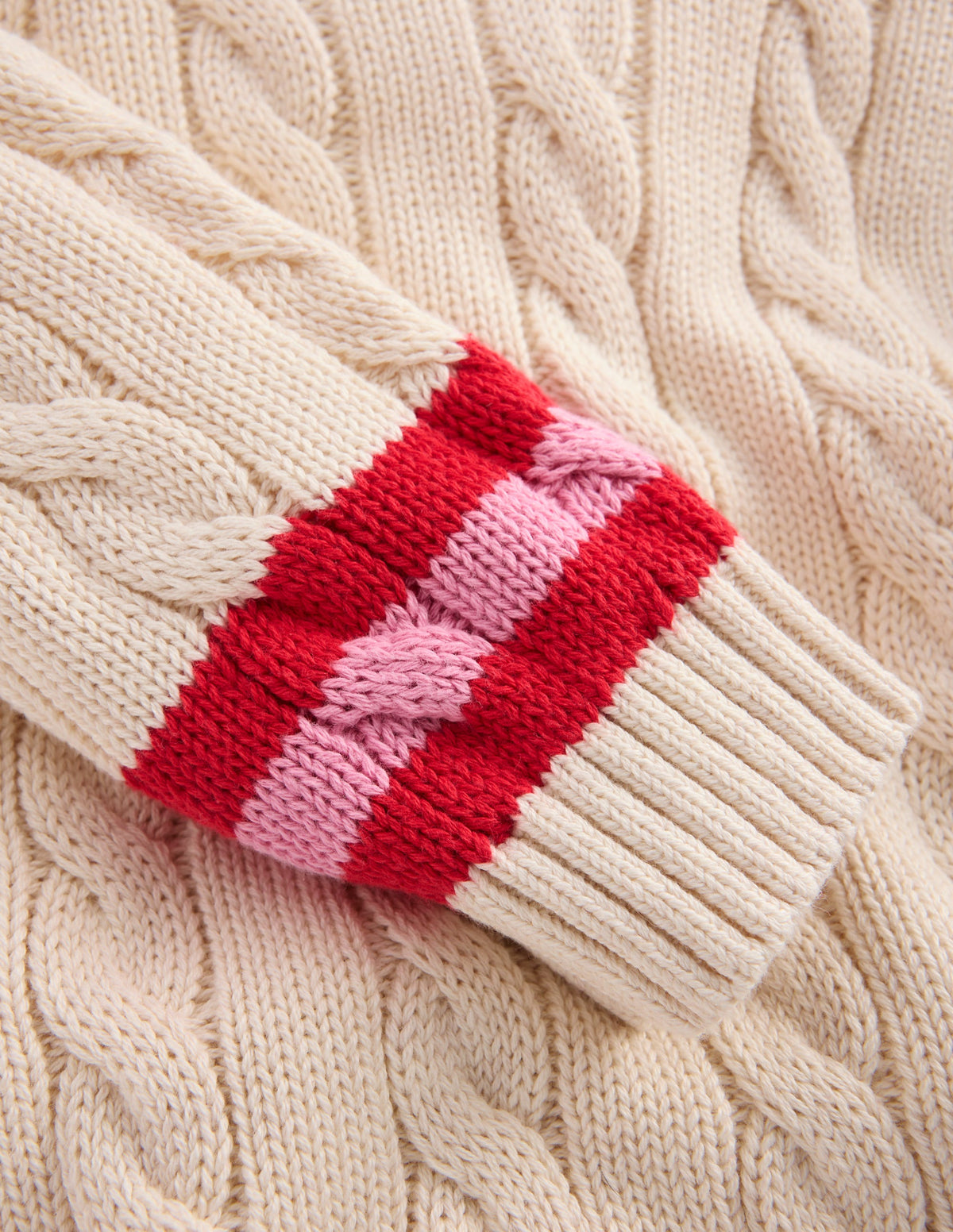Pullover mit V-Ausschnitt und Zopfmuster-Anenome - Image 3