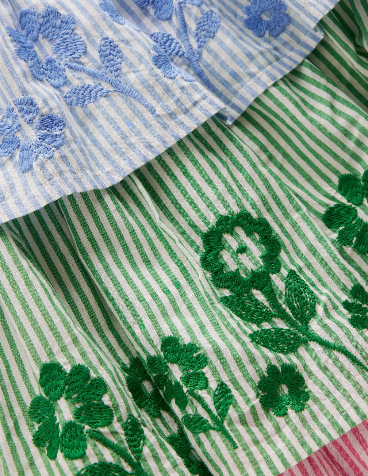 Robe brodée à volants-Broderie rayée à motif pêle-mêle-3
