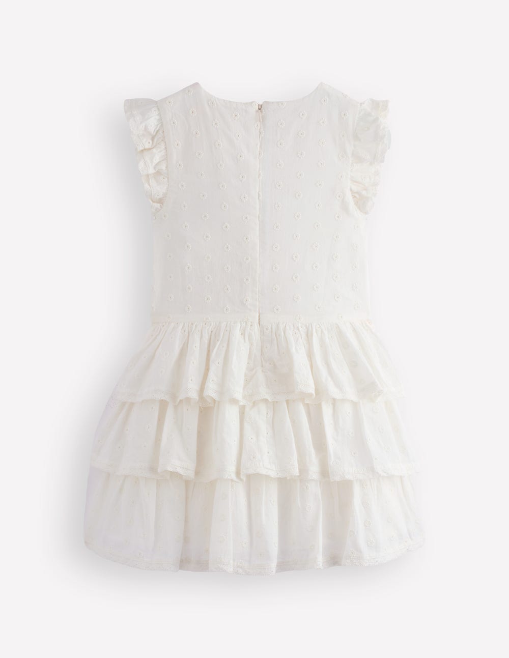 Gestuftes Kleid mit Biesen-Sanftes Naturweiß-4