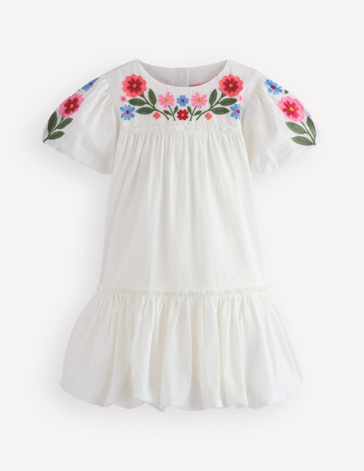 Drop Waist Bubble Dress-Soft Ivory Embroidery-1