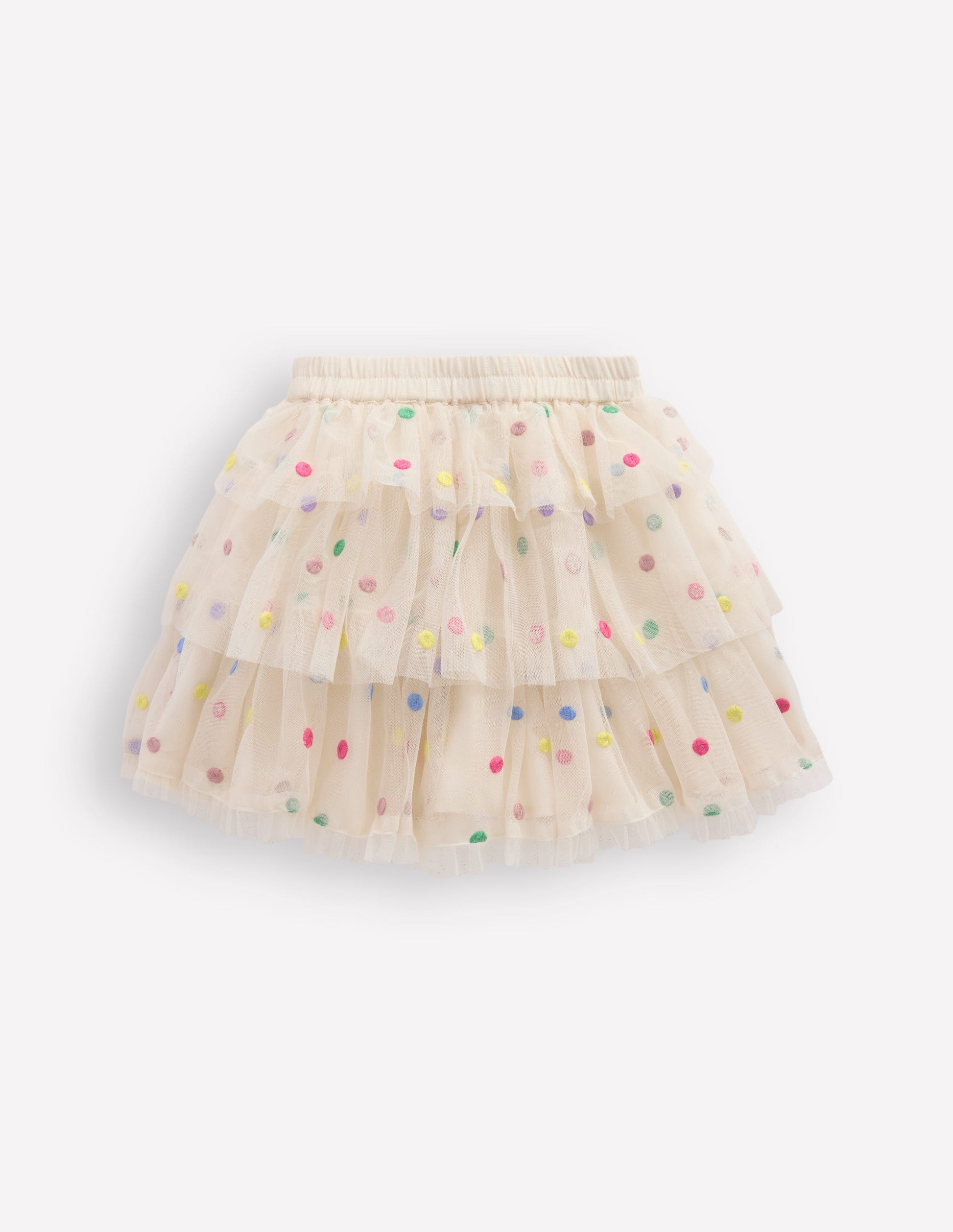Tulle Interest Skirt-Soft Ivory Multi Spot-4