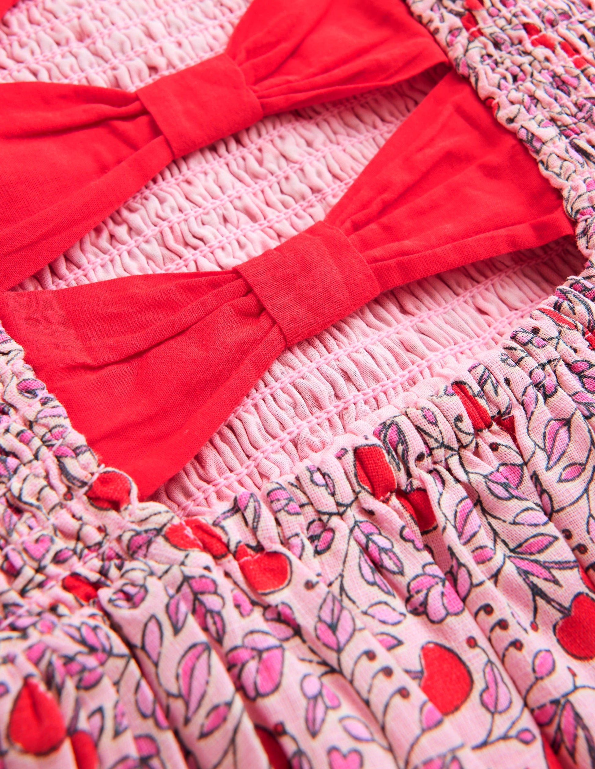 Gerafftes Kleid mit Schleife am Rücken-Pink Kirschen-8