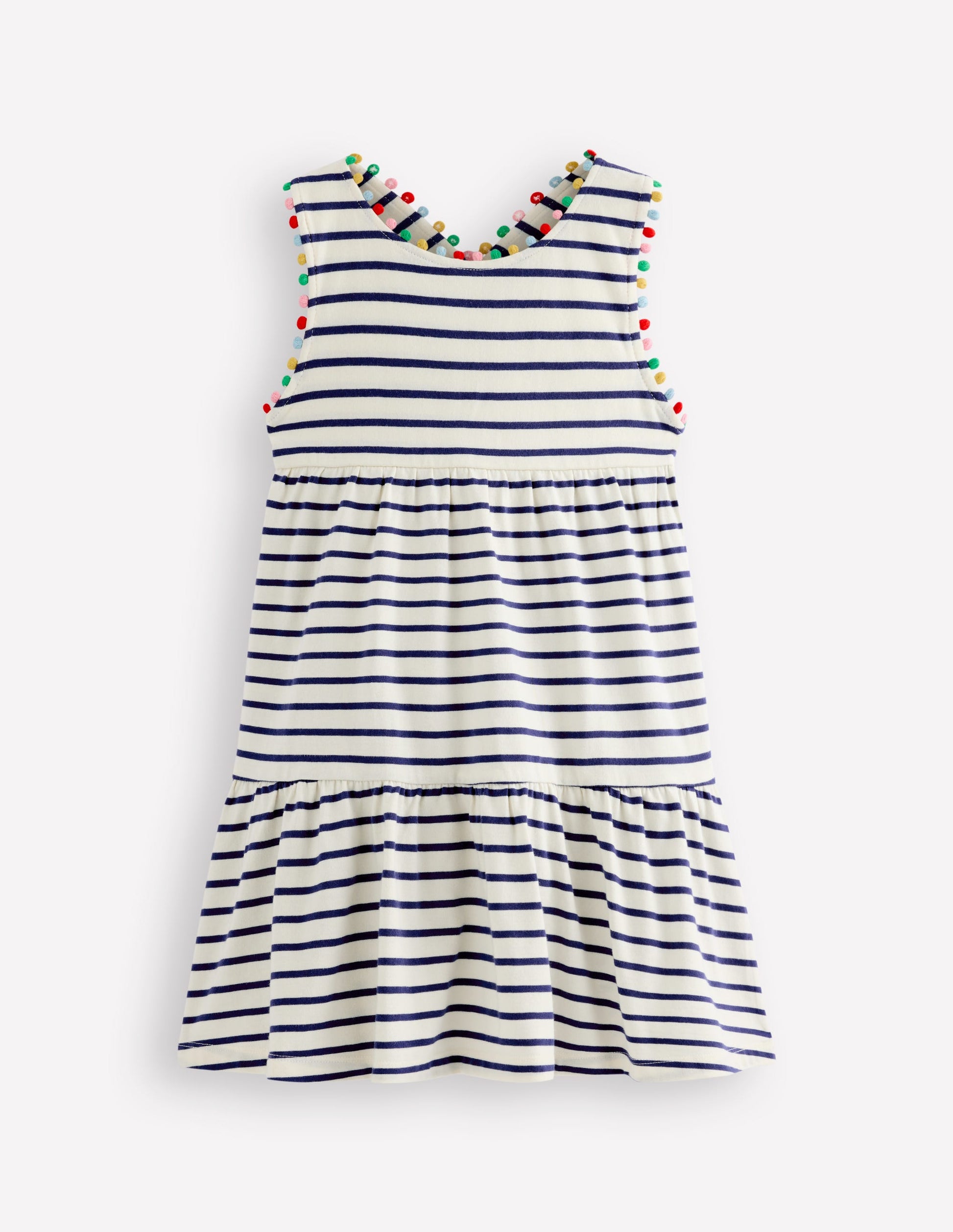 Jersey-Kleid mit gekreuzten Rückenträgern-Steuerbordblau Streifen-1