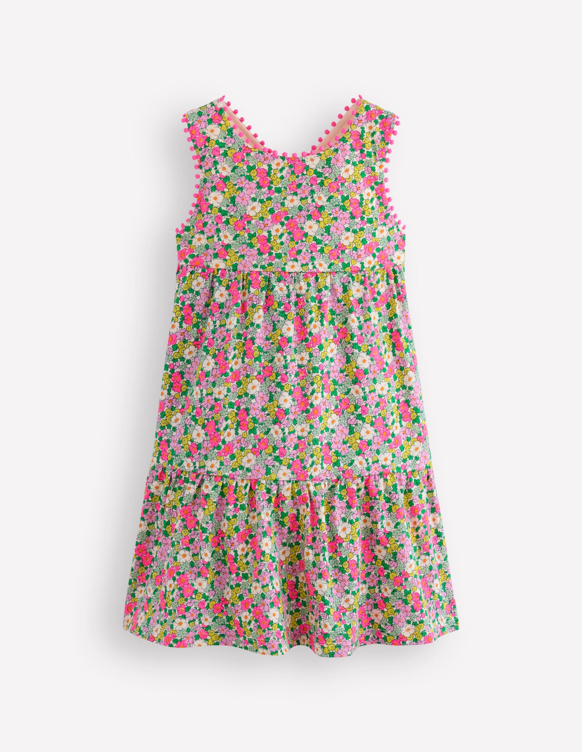 Robe croisée dans le dos en jersey-Motif petites fleurs-1