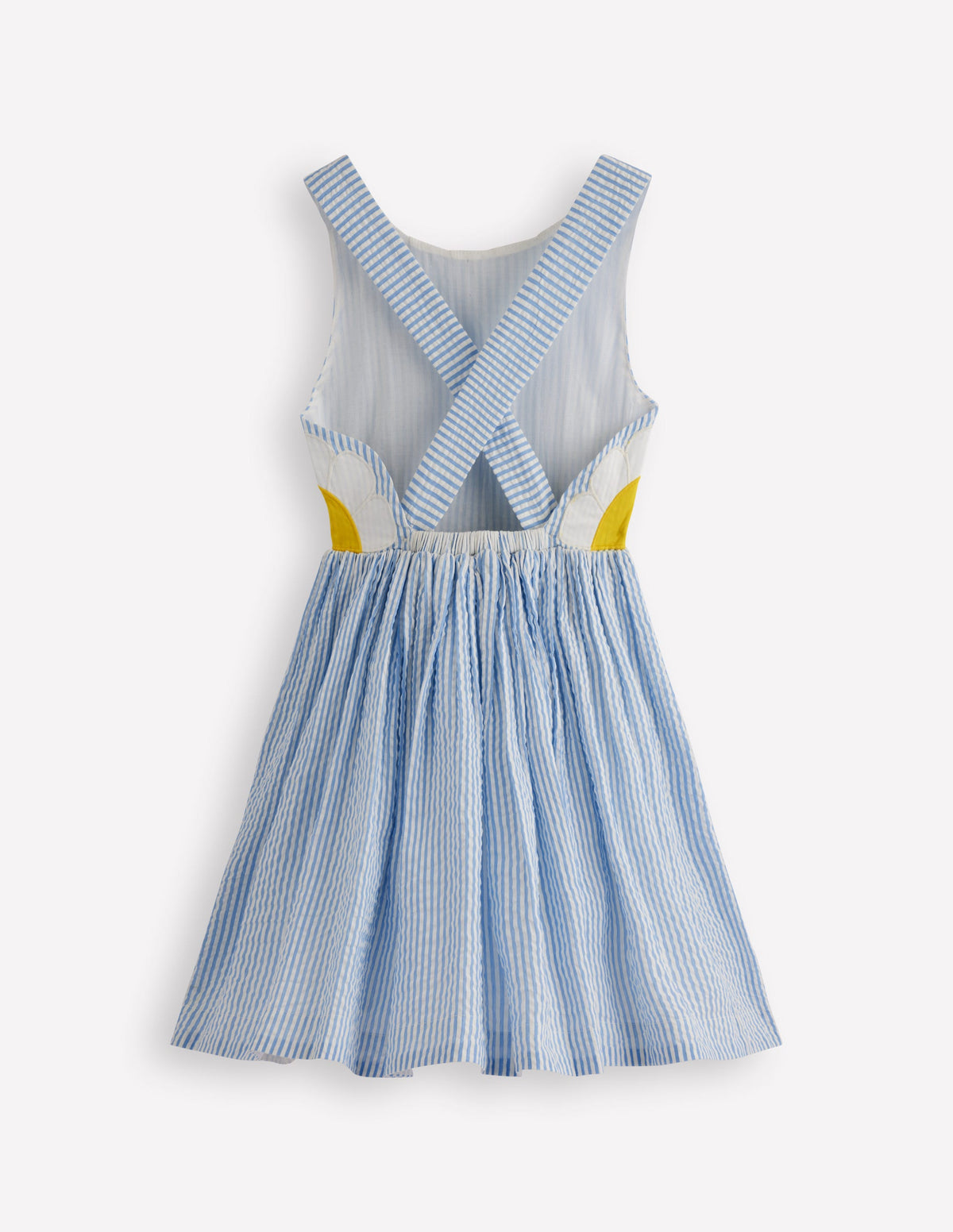 Originelles Kleid mit gekreuzten Rückenträgern-Blau Gänseblümchen-Applikation - Image 5
